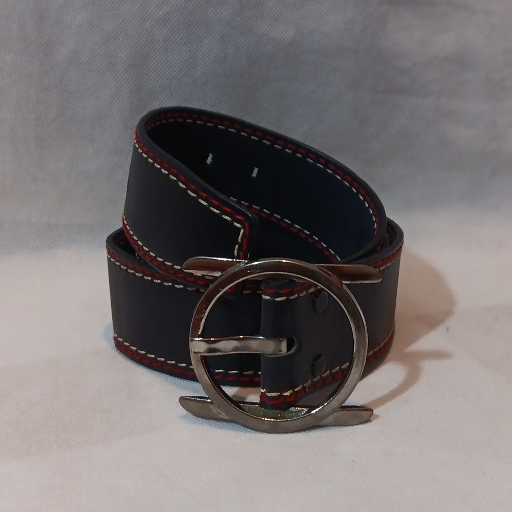 Tex Tan Mens 36 Belt Black Leather Topstitched